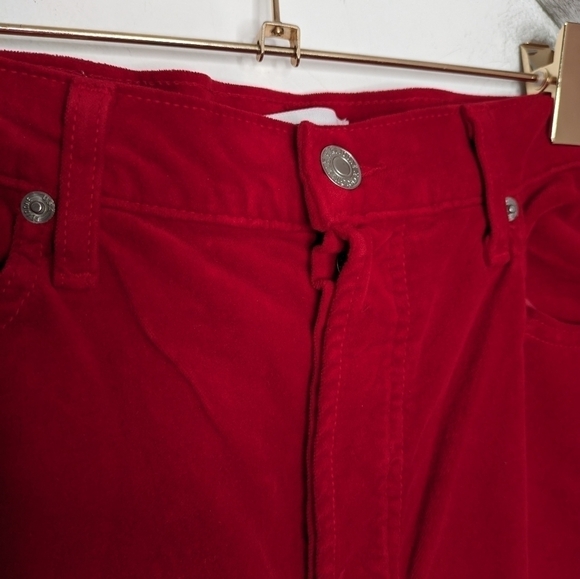 RE/DONE Cropped High-rise Stretch-velvet Skinny Pants In Red Size 30 - Picture 10 of 11